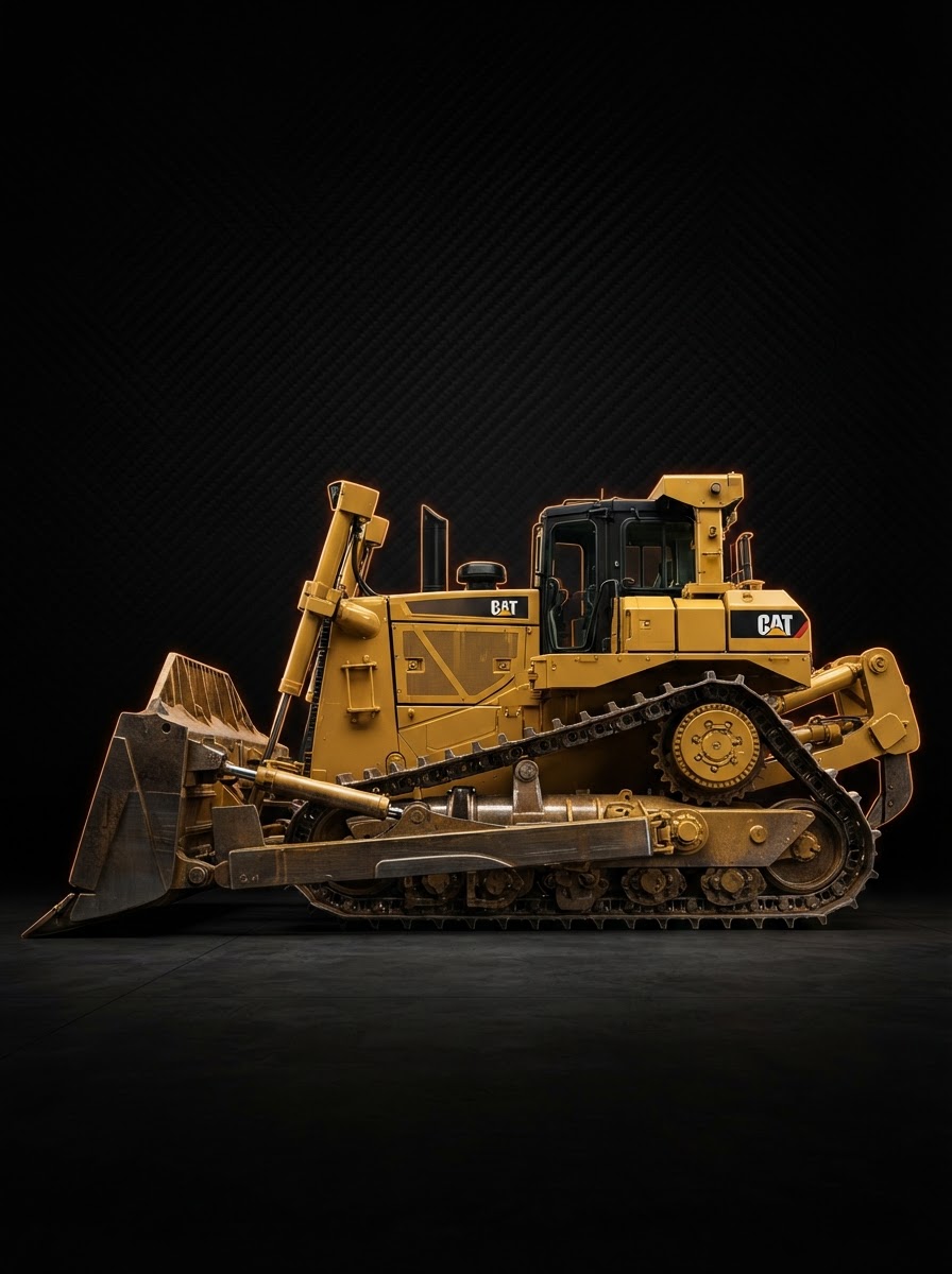 Liebherr PR 776, 70-tonne crawler bulldozer, profile view on carbon background